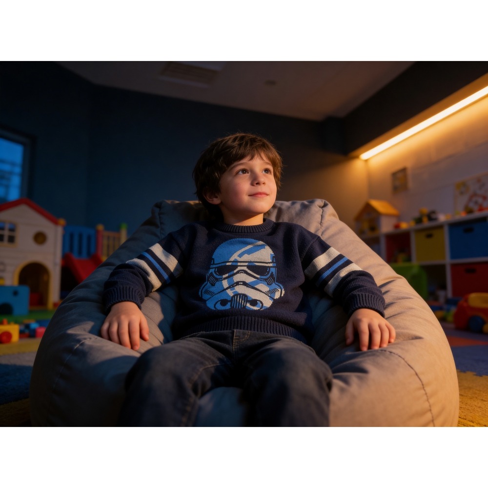 Gap Kids Star Wars Stormtrooper Navy Blue Knit Sweater Boys Size S Small cozy